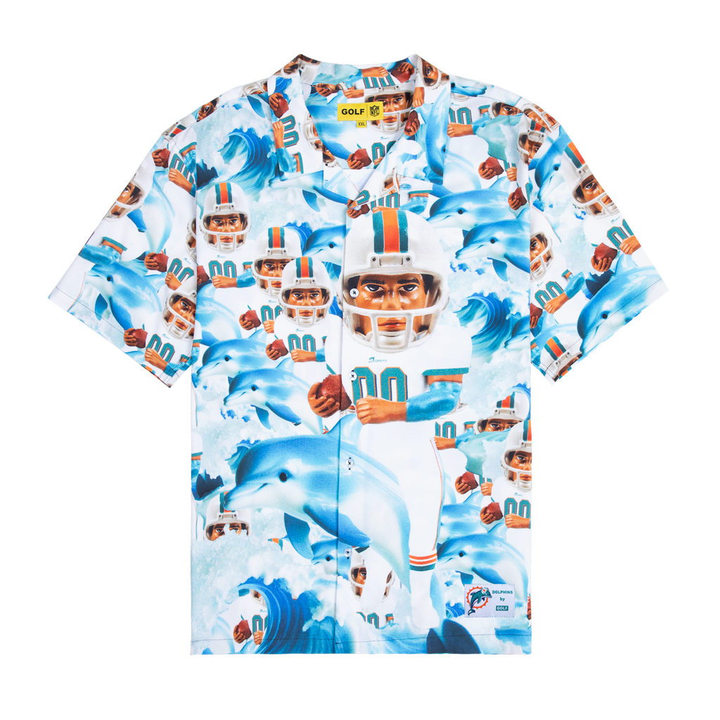 DOLPHINS MASCOT RAYON BUTTON UP by GOLF WANG