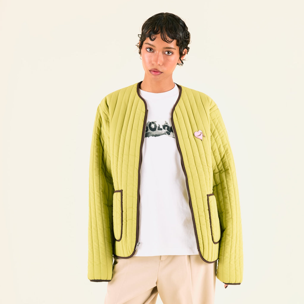 STITCHED HEART QUILTED JACKET by GOLF WANG